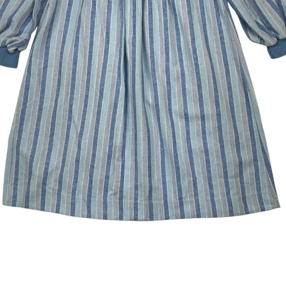 Petit Diable Girls Vintage Flannel Dress 10 Years Old Long Sleeve Blue - Picture 9 of 11